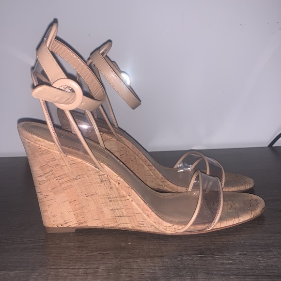 Aquazurra Minimalist PVC & Leather Wedges, Size 37.5 EU / 7 US - Picture 2 of 7